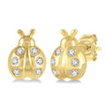 1/10 Ctw Ladybird Round Cut Diamond Petite Earrings in 10K Yellow Gold