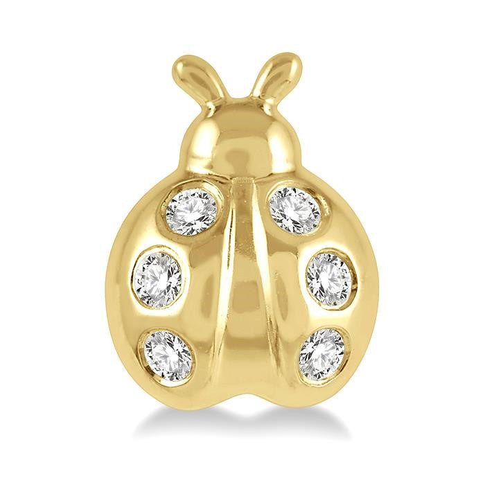1/10 Ctw Ladybird Round Cut Diamond Petite Earrings in 10K Yellow Gold