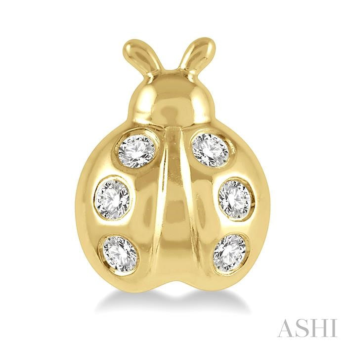 1/10 Ctw Ladybird Round Cut Diamond Petite Earrings in 10K Yellow Gold