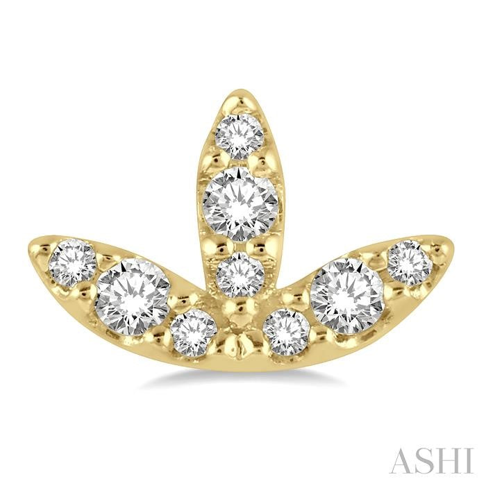 1/10 Ctw Tri Leaf Round Cut Diamond Petite Earrings in 10K Yellow Gold
