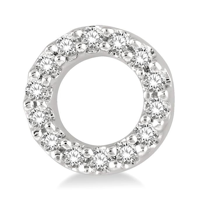 1/10 Ctw Circular Round Cut Diamond Petite Fashion Earrings in 10K White Gold