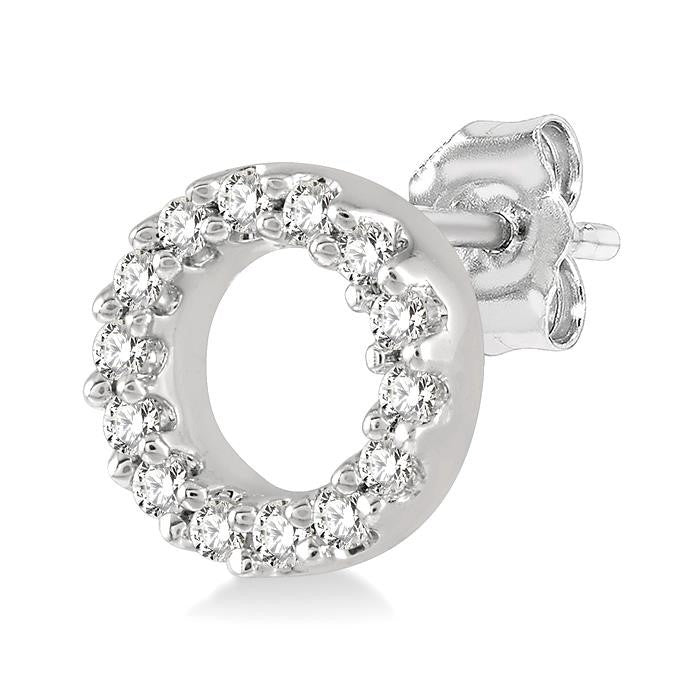 1/10 Ctw Circular Round Cut Diamond Petite Fashion Earrings in 10K White Gold