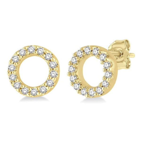 1/10 Ctw Circular Round Cut Diamond Petite Fashion Earrings in 10K Yellow Gold