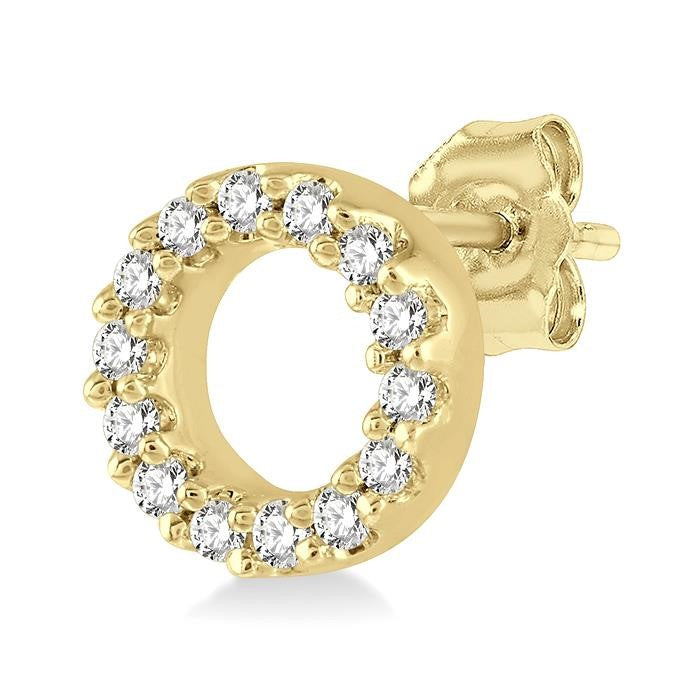 1/10 Ctw Circular Round Cut Diamond Petite Fashion Earrings in 10K Yellow Gold