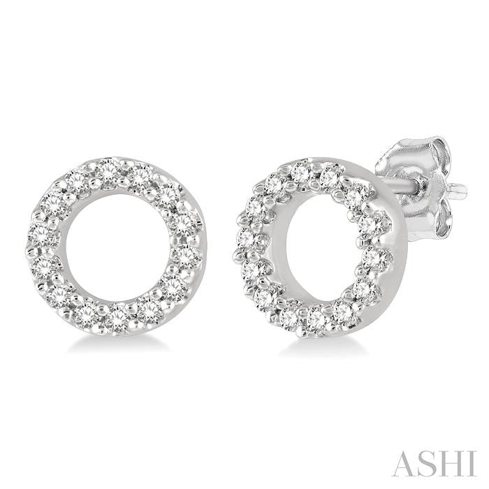 1/10 Ctw Circular Round Cut Diamond Petite Fashion Earrings in 10K White Gold