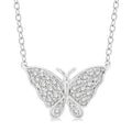 1/10 Ctw Butterfly Petite Round Cut Diamond Fashion Pendant With Chain in 10K White Gold