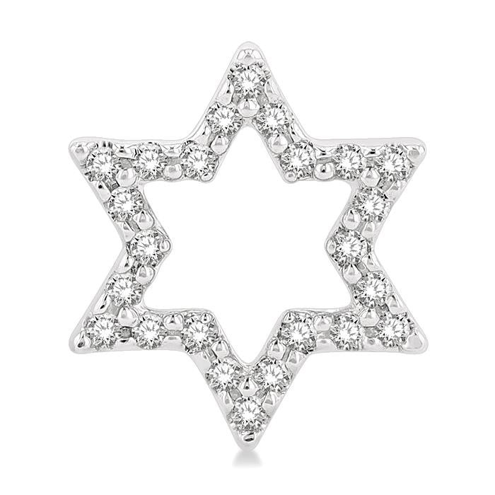 1/6 Ctw Petite Star of David Round Cut Diamond Fashion Stud Earrings in 10K White Gold