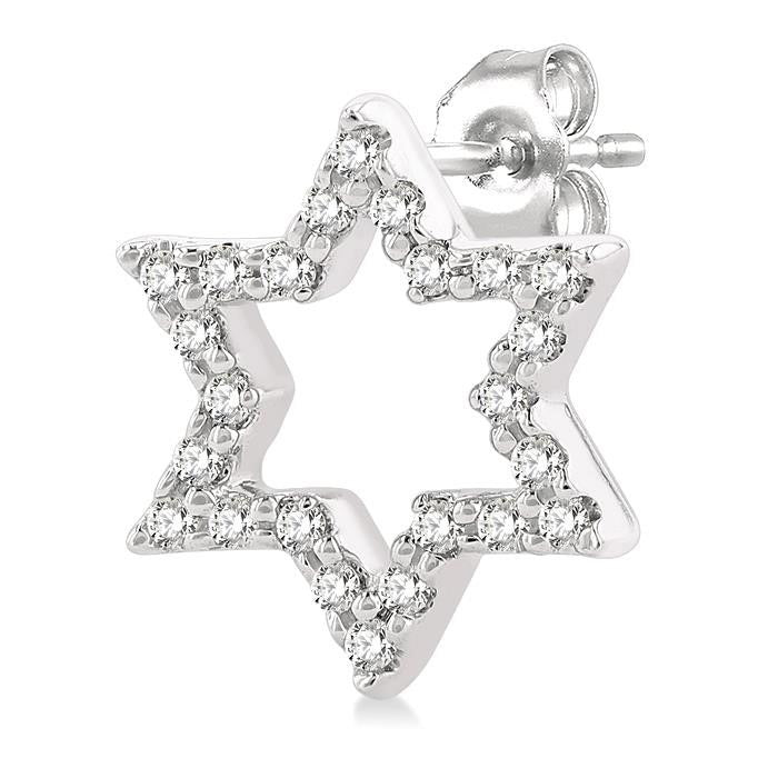Star Of David Petite Diamond Fashion Earrings