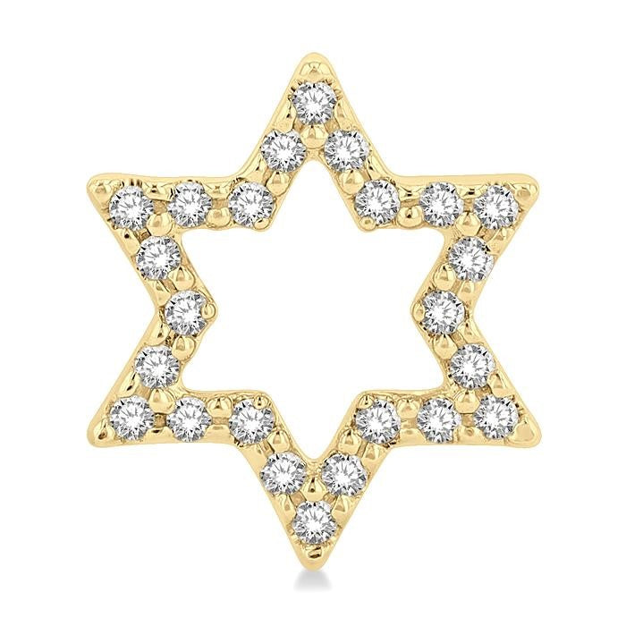 1/6 Ctw Petite Star of David Round Cut Diamond Fashion Stud Earrings in 10K Yellow Gold