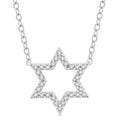 1/10 Ctw Star of David Petite Round Cut Diamond Fashion Pendant With Chain in 10K White Gold
