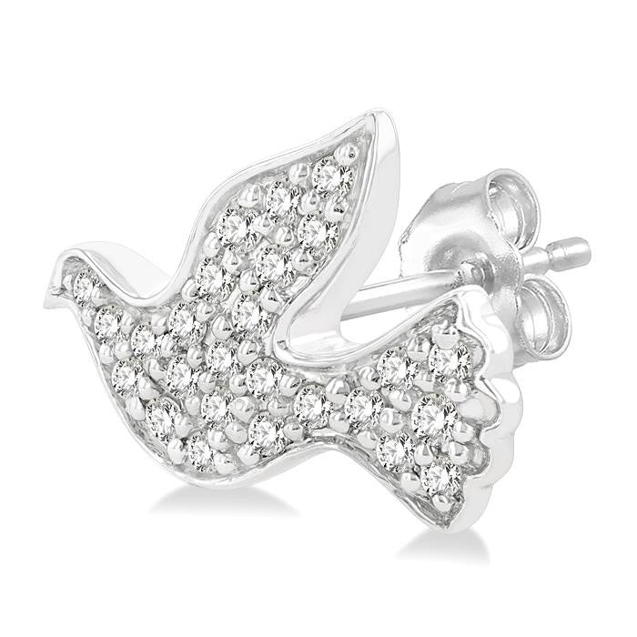 1/6 Ctw Petite Dove Round Cut Diamond Fashion Stud Earrings in 10K White Gold