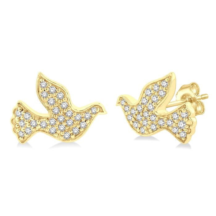1/6 Ctw Petite Dove Round Cut Diamond Fashion Stud Earrings in 10K Yellow Gold