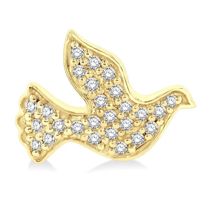 1/6 Ctw Petite Dove Round Cut Diamond Fashion Stud Earrings in 10K Yellow Gold