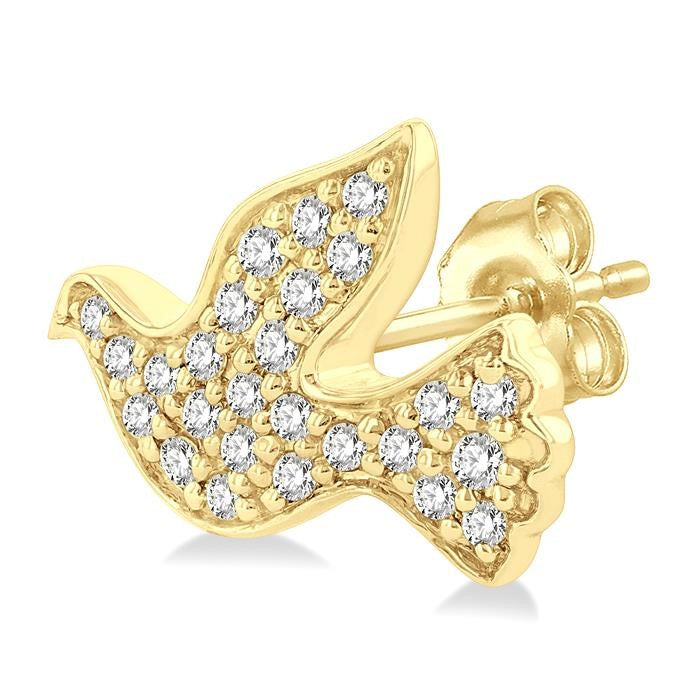 1/6 Ctw Petite Dove Round Cut Diamond Fashion Stud Earrings in 10K Yellow Gold