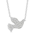 1/8 Ctw Dove Symbol Petite Round Cut Diamond Fashion Pendant With Chain in 10K White Gold