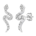 1/20 Ctw Petite Snake Round Cut Diamond Fashion Stud Earrings in 10K White Gold
