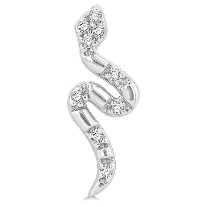 1/20 Ctw Petite Snake Round Cut Diamond Fashion Stud Earrings in 10K White Gold
