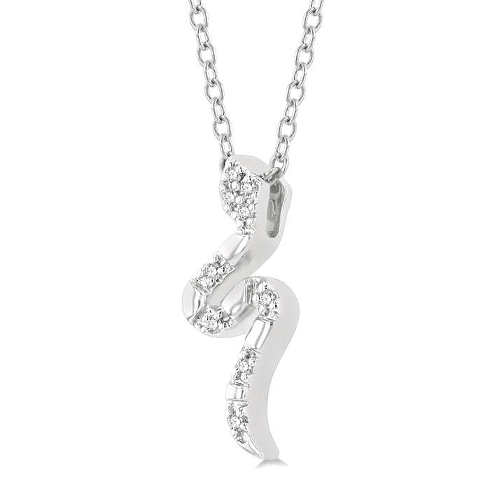 1/20 Ctw Snake Petite Round Cut Diamond Fashion Pendant With Chain in 10K White Gold