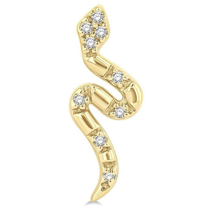 1/20 Ctw Petite Snake Round Cut Diamond Fashion Stud Earrings in 10K Yellow Gold