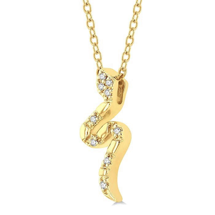 1/20 Ctw Snake Petite Round Cut Diamond Fashion Pendant With Chain in 10K Yellow Gold