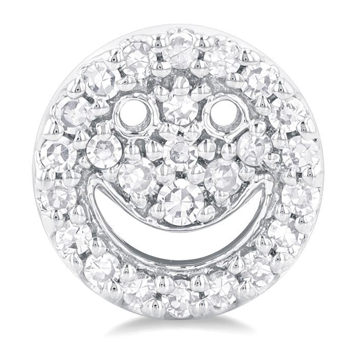 1/6 Ctw Petite Smiley Round Cut Diamond Fashion Stud Earrings in 10K White Gold
