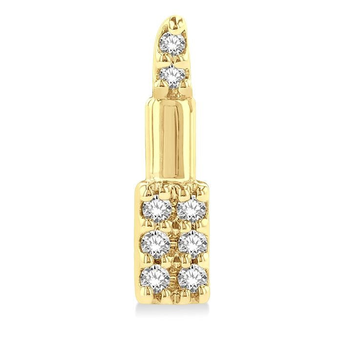 1/20 Ctw Petite Lipstick Round Cut Diamond Fashion Stud Earrings in 10K Yellow Gold
