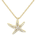 1/5 Ctw Petite Starfish Round Cut Diamond Fashion Pendant With Chain in 10K Yellow Gold