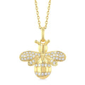 1/6 Ctw Petite Bumble Bee Round Cut Diamond Fashion Pendant With Chain in 10K Yellow Gold