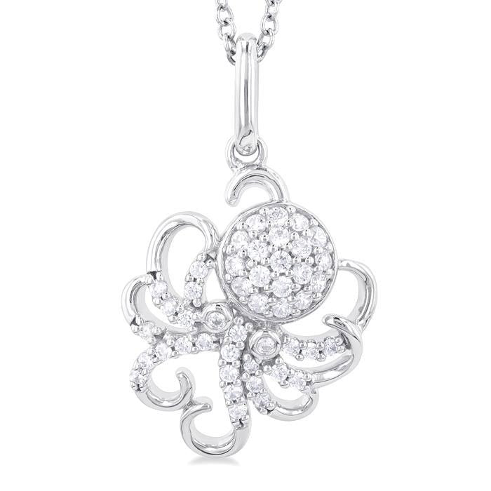 Minerva Tamarind Octopus Petite Diamond Fashion Pendant