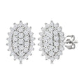 1/5 Ctw Petite Oval Shape Round Cut Diamond Cluster Fashion Stud Earrings in 10K White Gold