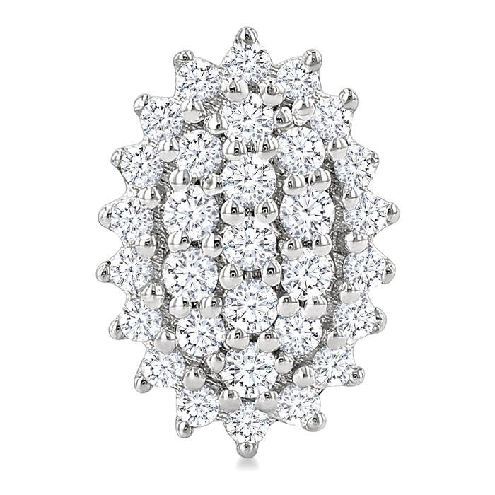 1/5 Ctw Petite Oval Shape Round Cut Diamond Cluster Fashion Stud Earrings in 10K White Gold