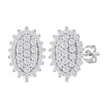 Oval Shape Petite Cluster Diamond Fashion Earrings