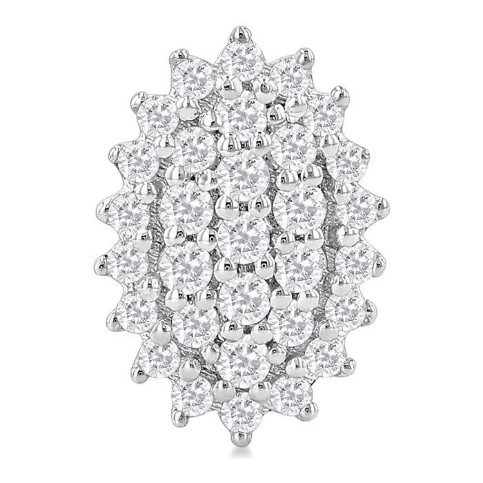 Oval Shape Petite Cluster Diamond Fashion Earrings