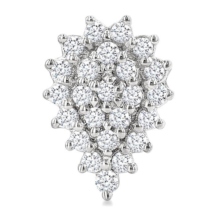 1/5 Ctw Petite Pear Shape Round Cut Diamond Cluster Fashion Stud Earrings in 10K White Gold
