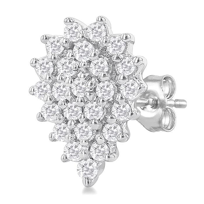 Pear Shape Petite Cluster Diamond Fashion Earrings