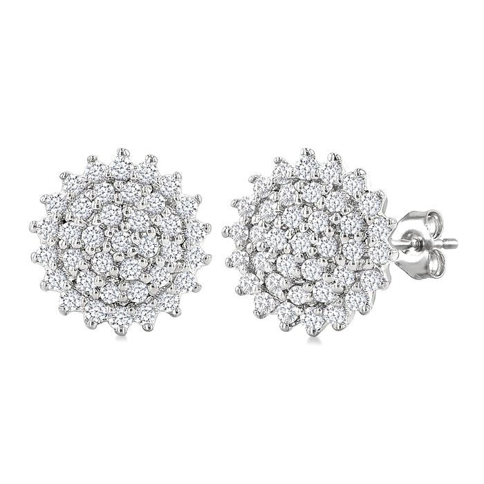 1/5 Ctw Petite Round Shape Round Cut Diamond Cluster Fashion Stud Earrings in 10K White Gold