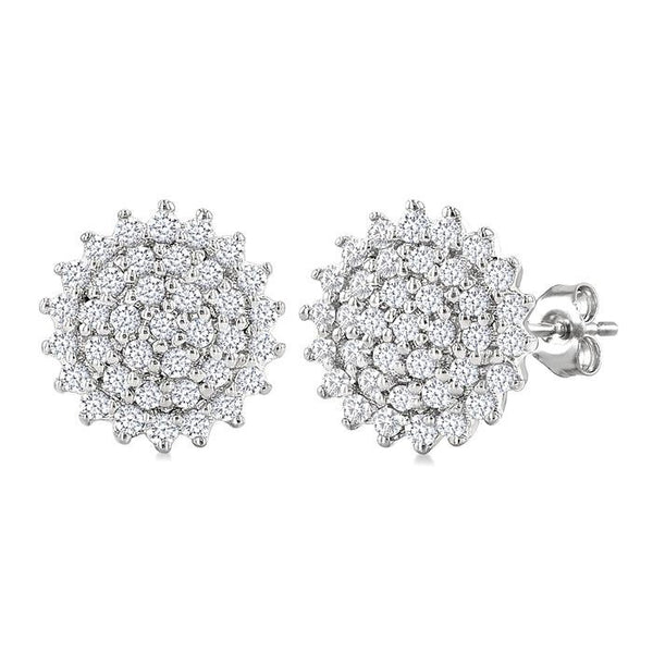 1/5 Ctw Petite Round Shape Round Cut Diamond Cluster Fashion Stud Earrings in 10K White Gold