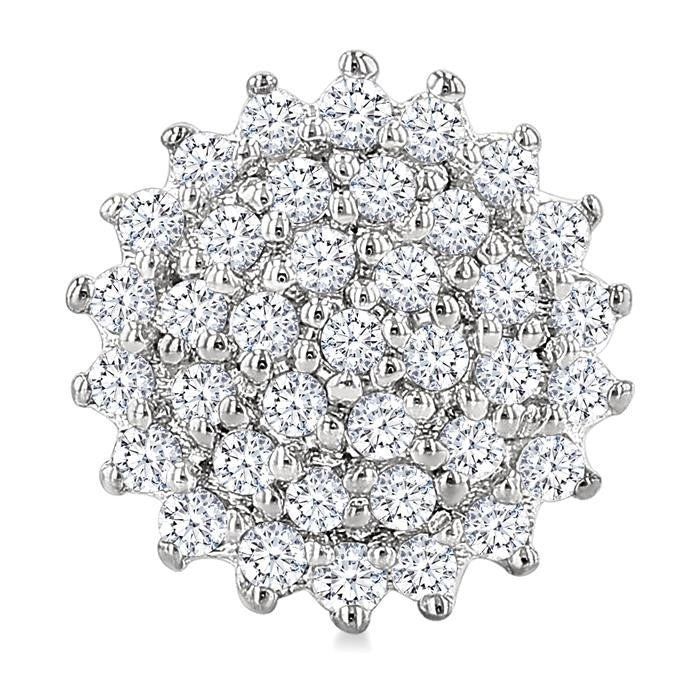 1/5 Ctw Petite Round Shape Round Cut Diamond Cluster Fashion Stud Earrings in 10K White Gold