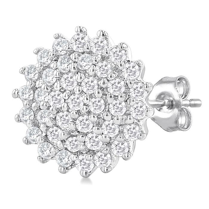 Round Shape Petite Cluster Diamond Fashion Earrings