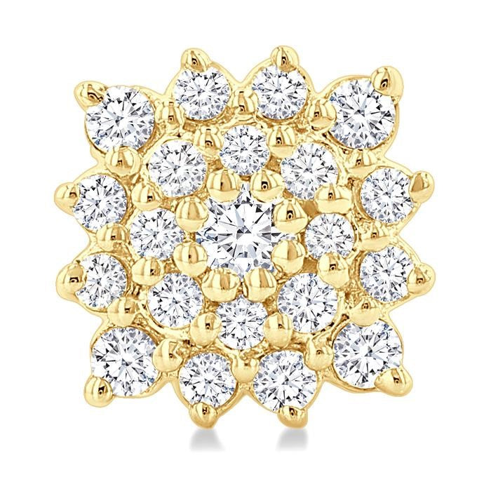 1/5 Ctw Petite Cushion Shape Round Cut Diamond Cluster Fashion Stud Earrings in 10K Yellow Gold