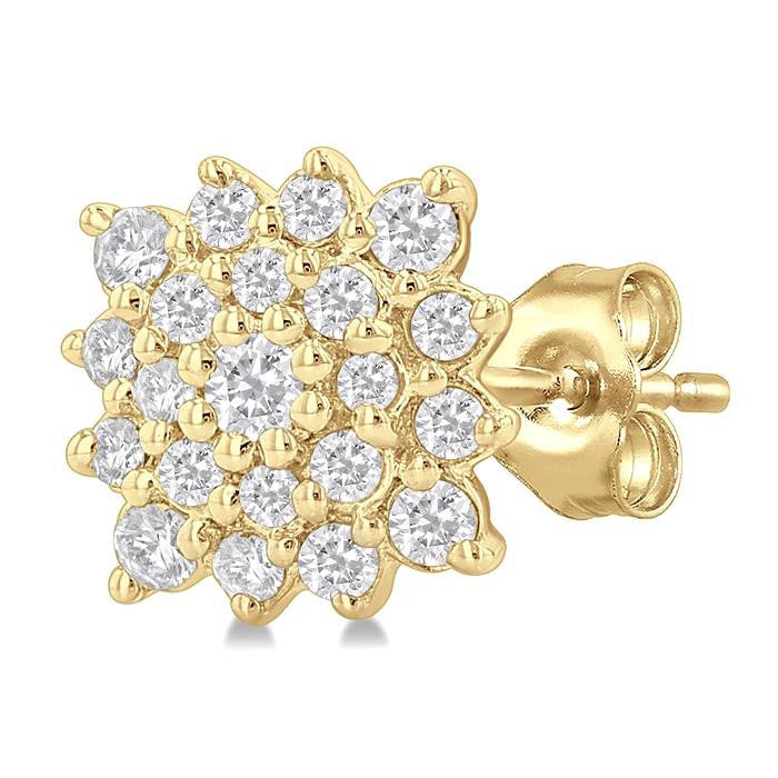 Cushion Shape Petite Cluster Diamond Fashion Earrings