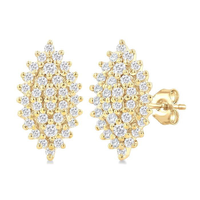Marquise Shape Petite Cluster Diamond Fashion Earrings