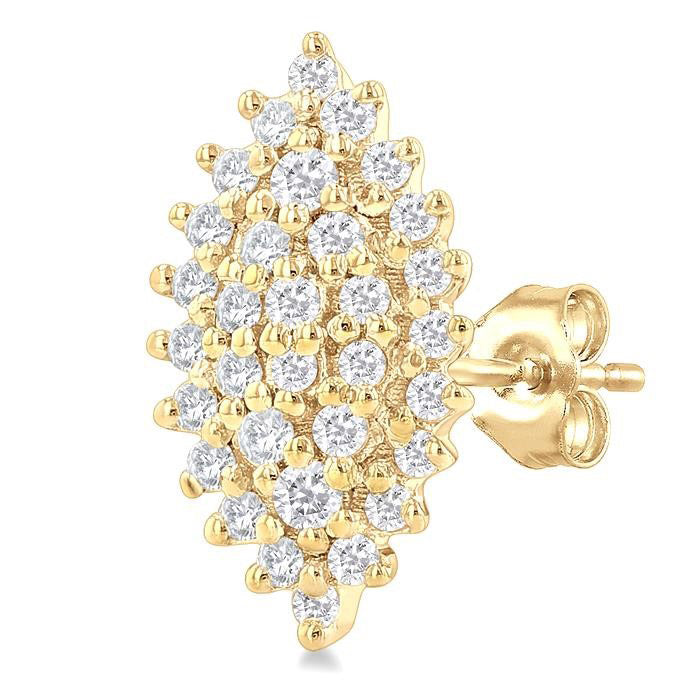 Marquise Shape Petite Cluster Diamond Fashion Earrings