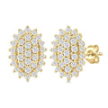 Oval Shape Petite Cluster Diamond Fashion Earrings