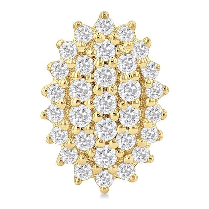 Oval Shape Petite Cluster Diamond Fashion Earrings