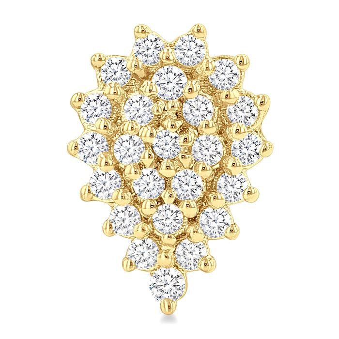 1/5 Ctw Petite Pear Shape Round Cut Diamond Cluster Fashion Stud Earrings in 10K Yellow Gold
