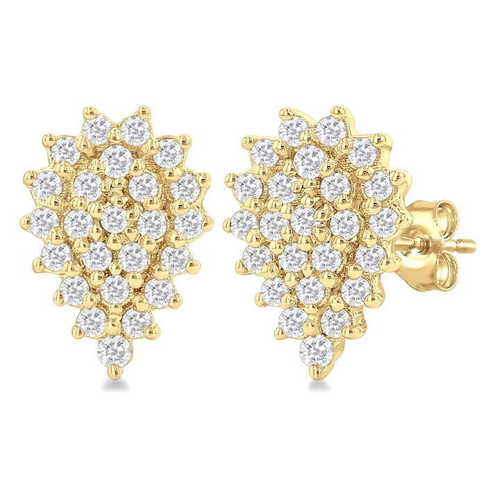 Pear Shape Petite Cluster Diamond Fashion Earrings