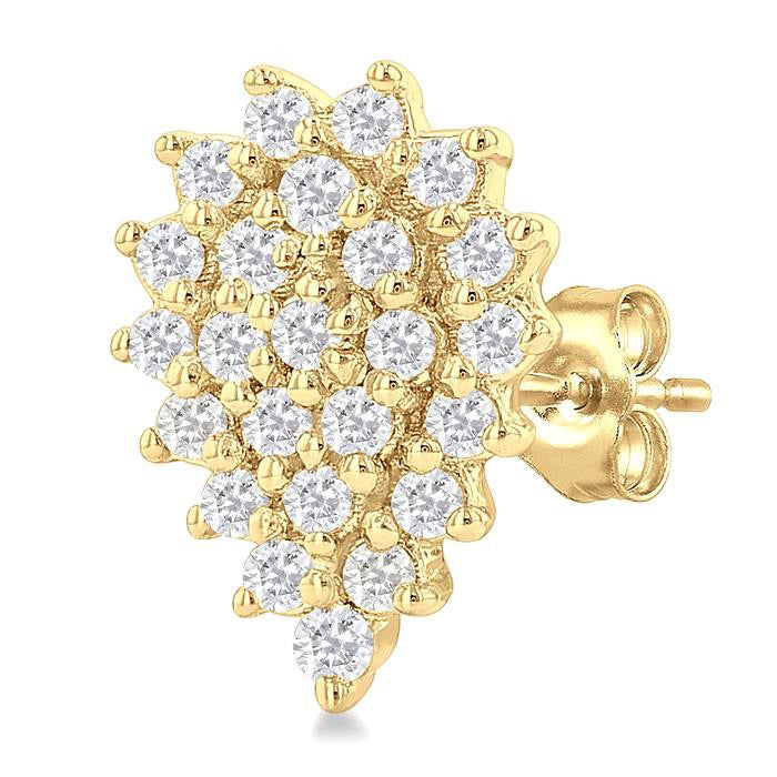 Pear Shape Petite Cluster Diamond Fashion Earrings