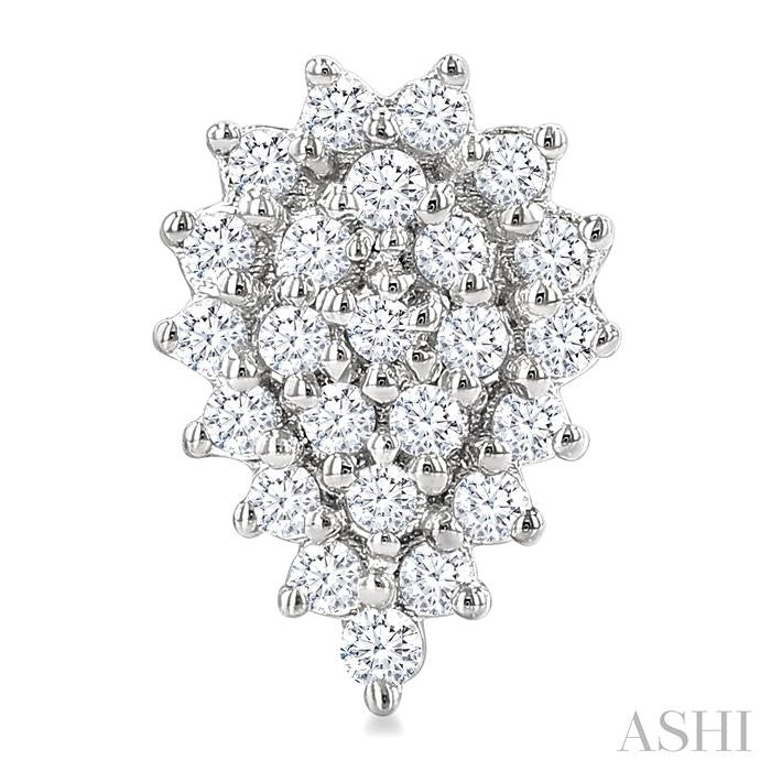 1/5 Ctw Petite Pear Shape Round Cut Diamond Cluster Fashion Stud Earrings in 10K White Gold