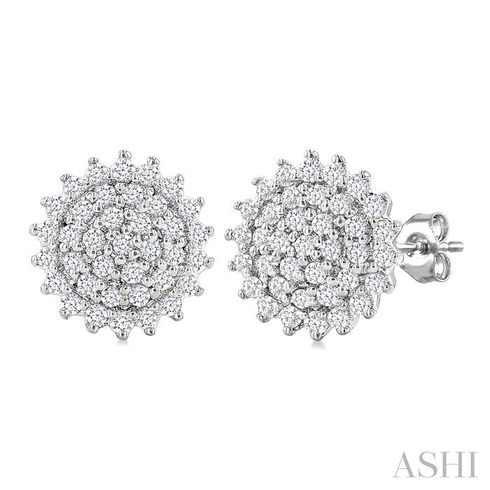 1/5 Ctw Petite Round Shape Round Cut Diamond Cluster Fashion Stud Earrings in 10K White Gold